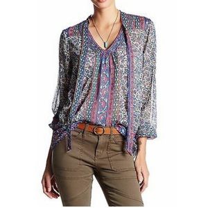Lucky Brand Paisley Semi Sheer Blouse